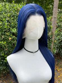 13x4 Synthetic Lace Front Wig, 26 Inches Long Straight Hair, Smooth Silky Texture, 150% Density, Navy Blue - Multicolor - View 6