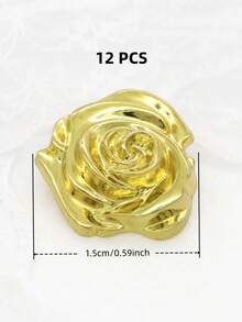 6/12 chiếc cúc kim loại hình hoa hồng 3D cao cấp, kích thước 1.5-2cm, màu vàng/bạc, thích hợp để may áo kiểu, áo sơ mi, áo len, áo khoác cardigan, áo len, vest, váy, áo khoác ngoài, hộp quà Valentine tự làm, túi xách, phụ kiện mũ, đồ may vá. - Hoa hồng - Xem 27