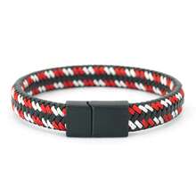 diffone 极简主义PU皮革绳编织手镯手链吊坠黑色磁性男士腕带饰品 - 皮革手鐲 - 查看 13