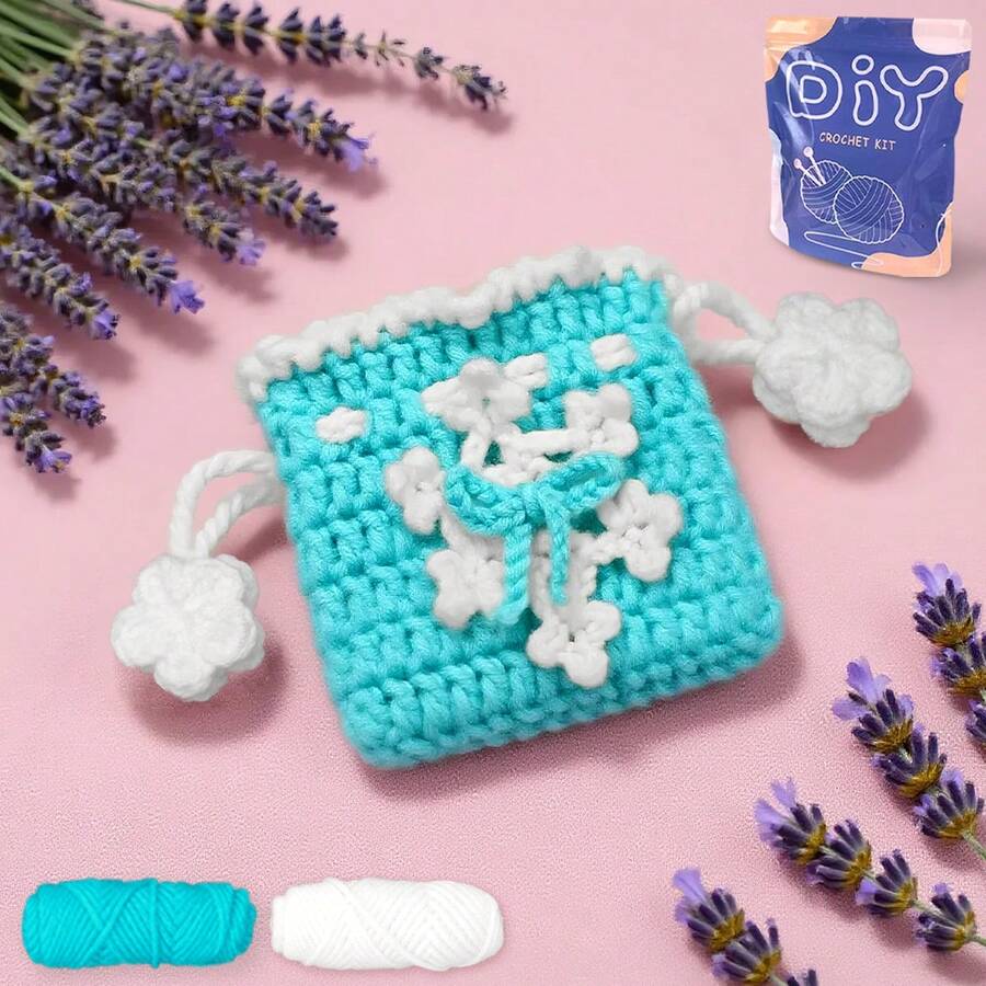 1pc DIY Crochet Material Kit For Handmade Coin Purse & Earphone Case(Accessories In Random Color)