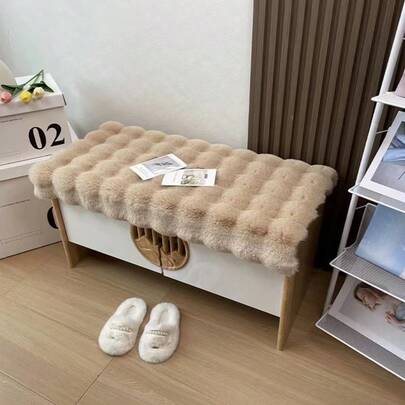 1pc Cream Plush Cushion Seat Pad / Entryway Shoe Bench Cushion, Modern Home Decor, Indoor Decoration, Autumn/Winter New, Ins Style, Valentine's Day, Christmas, Spring Festival, Holiday Decor Cushion, Ideal Gift, Warm Seat Pad