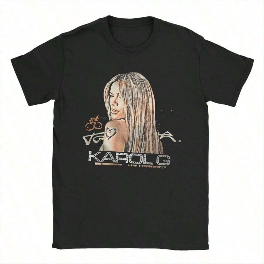 Karols Gs Tropicoqueta 2026 New Album T-Shirts Popular Summer Tee Shirt Classic Casual Cotton Clothing - 黑色 - 查看 1