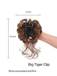 Clip para el cabello de moño desordenado para mujer, extensión de moño alto esponjoso con cabello rizado y ondulado con clips para el cabello - Multicolor - Ver 4