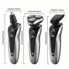 刀片旋转式电动剃须刀，USB充电，多功能（可修剪胡须/鼻毛），是男士节日礼物的理想之选，电池容量300mAh - A - 查看 4