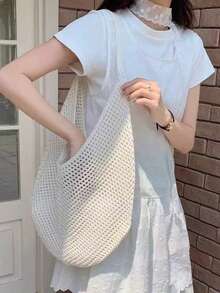 New Fashionable Woven Handbag, Versatile Tote Shoulder Bag For Women, Large Capacity Tote Bag - Multicolor - View 1