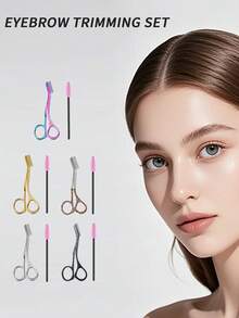 CIMACA Makeup Beginner Essential! Eyebrow Scissors + Eyelash Brush Set, One-Step Eyebrow Shaping And Defining, Compact Beauty Tool Kit, Easily Create Refined Eyebrows - Multicolor - View 1