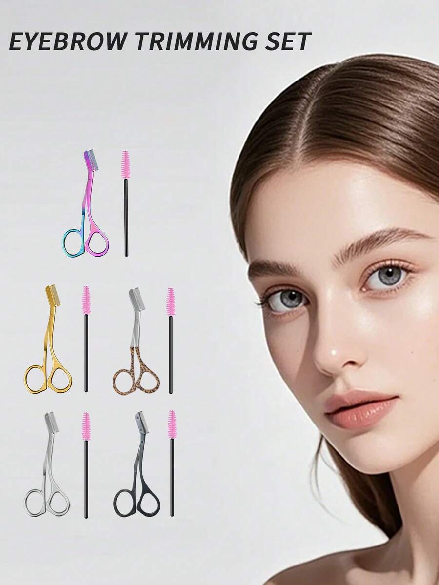 CIMACA Makeup Beginner Essential! Eyebrow Scissors + Eyelash Brush Set, One-Step Eyebrow Shaping And Defining, Compact Beauty Tool Kit, Easily Create Refined Eyebrows - Multicolor - View 1