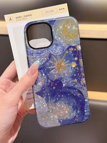 1pc Metallic Glitter Star Pattern Glossy 2-In-1 Phile Shell Full Coverage Hard Phone Case Compatible With Samsung/Compatible With IPhone 11/12/13/14/15/16/17 Pro Max - Multicolor - View 2