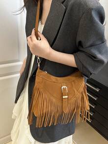 Large-Capacity Tassel Design, Featuring A Classic Retro Style, Versatile Women's Bag Suitable For All Occasions. 2026 New Model Crossbody Bag. - Brown - View 7