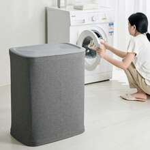 50L Double Laundry Hamper - 2 Sections Sturdy Basket With Lid & Removable Washable Bags - View 4