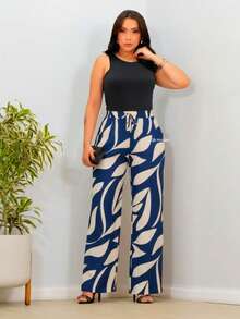 Wide-Leg Pants In DUNA Fabric, Unlined, Woven Fabric WITHOUT Elastane (Size Chart Available) - 藍葉 - 查看 1