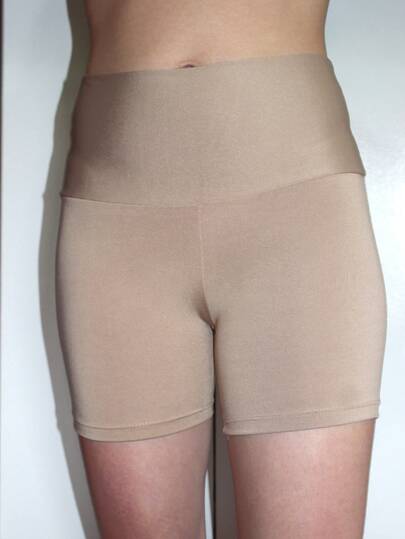 Short Para Uso Sob Vestido Cós Alto Feminino Nude Bege