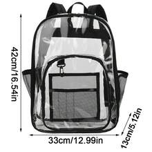 Large Heavy Duty Clear Backpack Waterproof See Through Plastic PVC For School UK - Transparent & Black - View 4