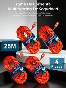Cable de extensión doméstico de 15 m, cable de extensión de alimentación con enchufe, 3 tomas, adecuado para herramientas eléctricas pesadas y viajes - Tipo de Enchufe A USA (110-127V) - Ver 18