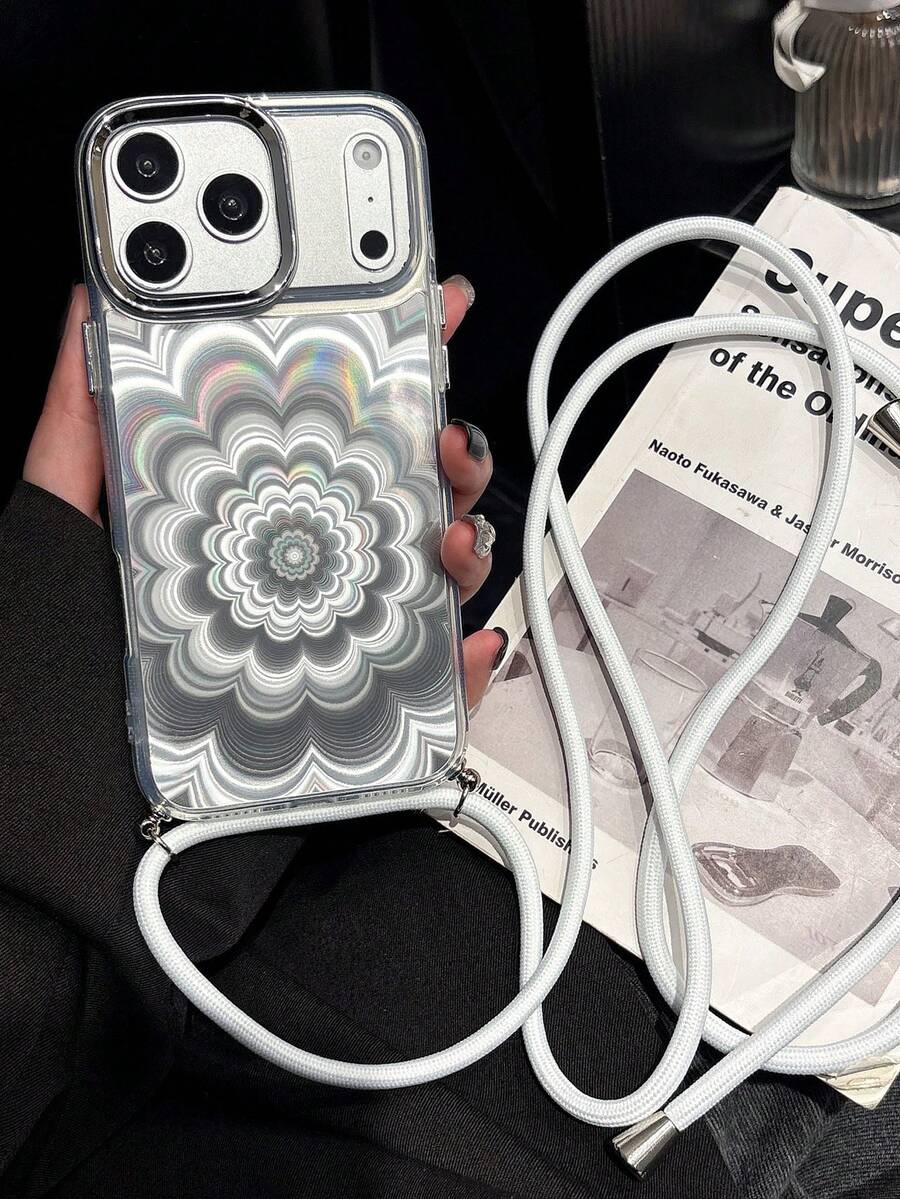 1pc New Phantom Flower Pattern Lanyard Phone Case, Compatible With IPhone 17 Pro Max, Fashion, Gradient Floral Design Compatible With IPhone 16 Pro, 15, 14, 13, 12, 11, S22/23/24/25/26 Ultra, Soft TPU Protective Cover