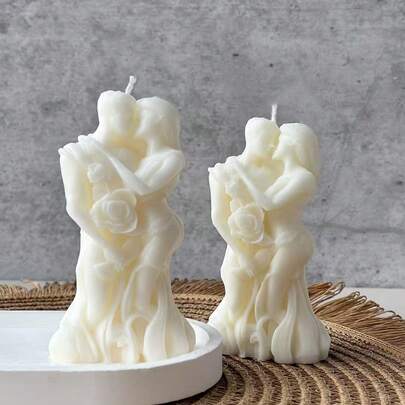 1 pieza Vela perfumada con forma de pareja, adorno de decoración del hogar, adecuado para regalo del Día de San Valentín, decoración del hogar, dormitorio, banquete, mesa de comedor, cocina, fiesta, luz de velas, decoración de cumpleaños, decoración festiva