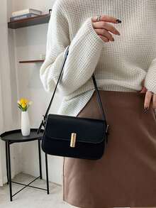 Bolso cuadrado pequeño de lujo y sofisticado, sencillo y versátil, bolso de hombro de estilo moderno para llevar, modelo nuevo 2026, bolso diario para mujer - Negro - Ver 5