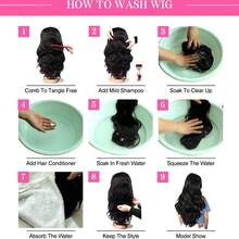 13x4蕾丝前额假发，真人发，180%密度，无胶深波浪/水波纹波波头，打造婴儿发际线和蓬松感，湿润波浪造型 - Natural Black - 查看 10