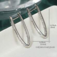 Brincos de Zircônia Cúbica Branca Elegantes para Mulheres, Adequados para Uso Diário, Material de Cobre Livre de Níquel com Gemas Cintilantes, Perfeito para Festas e Acessórios Diários (Prata) - Prata - Visão 7
