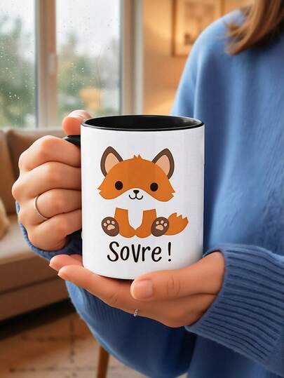"Oh For Fox Sake" Funny Fox Mug 11oz Ceramic Coffee Cup, Perfect Gift For Best Friend, Must-Have Water Cup For Office & Home