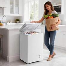 WANAI 2.3 CU.FT. Chest Freezer Small Freezer, Deep Freezers Compact Free-Standing Top Door Adjustable 7 Thermostat And Removable Basket Open Deep Freezer Apartment Kitchen, White - US B Type Plug(110-127V) - View 8