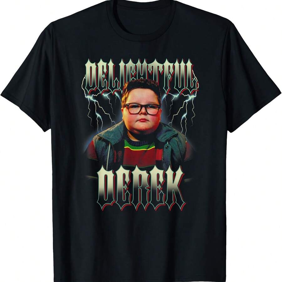 Stranger Thin:Gs Delightful Derek Heavy Metal Lightning Font T-Shirt - 黑色 - 查看 1