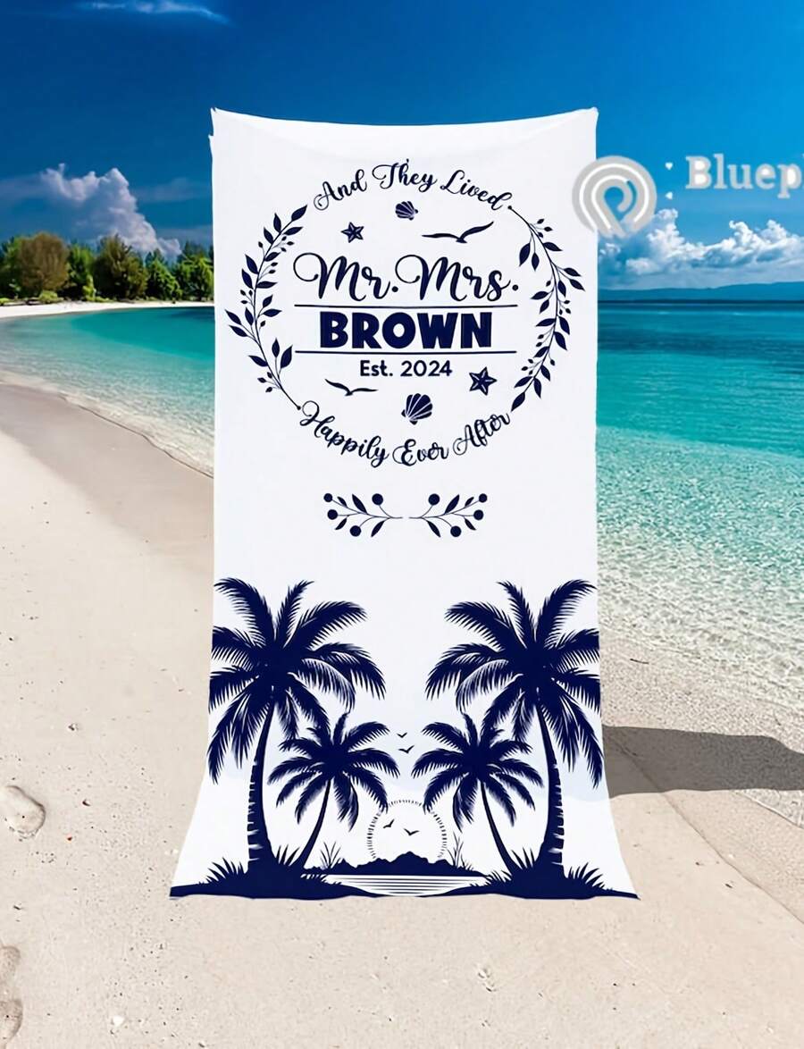 Custom Couple Names Beach Towel, Personalized Mrs & Mr Right Beach Towel, Gift For Her Him, Wife Husband, Sweetheart, Birthday GiftUnique Basketball Team Designs, Fun Patterns, Suitable For Wo, Pool , And Showers. 3g Beach Towel, Uni. High-Quality Absorbent Fabric, Suitable For All Seasons, Soft To The Touch, Durable. Quick-Drying, An Essential Item For Summer Beaches, Pools, And Sand Baths. H56, A Vacation Must-Have. - Image Color - View 1