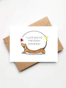 1 Thiệp chúc mừng hình chó Dachshund kèm phong bì, "Anh yêu em đến tận mặt trăng và trở lại", Thiệp lãng mạn kỷ niệm ngày cưới và Ngày Valentine dành cho vợ chồng, người yêu, Thiết kế hình chú chó dễ thương. - Nhiều màu - Xem 7