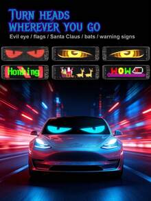 GLANBERT Pantalla LED flexible para ventana trasera de automóvil - "¡Oye, hermano!" con forma de gafas, control de aplicación, alimentado por USB, pantalla a todo color, visualización de información personalizable, luz de decoración para fiestas y Navidad, sin batería requerida, decoración de fiesta | Información personalizable | Pantalla alimentada por USB, accesorios de automóvil - Multicolor - Ver 9