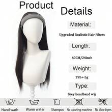 日常头带假发一体式女士长直发，长水波纹卷发，半头套，自然透气 - 彩色 - 查看 3