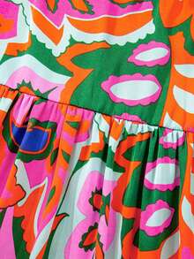 Acelitt Blusa de manga corta con cuello en V y cordones con estampado floral de rosas, ideal para vacaciones de verano - Rosa Roja - Ver 5