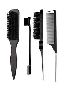 Bộ 4 lược chải tóc màu hồng/tím để tạo kiểu tóc đuôi ngựa mượt mà, làm mượt tóc, loại bỏ tóc con, kiểm soát viền tóc, chải phồng và tạo kiểu tóc. Lược có đuôi chuột rộng để chia và rẽ tóc, lược chải tóc, dụng cụ làm tóc, sản phẩm và phụ kiện làm đẹp cho tiệm cắt tóc, đồ dùng cần thiết khi đi du lịch, chuẩn bị cho năm học mới, bộ dụng cụ tạo kiểu tóc và phụ kiện tóc. - Nhiều màu - Xem 3