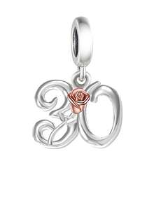 1pc Elegant 925 Sterling Silver Number 30 Pendant, Suitable As Birthday Gift For Men And Women - Silver - View 5