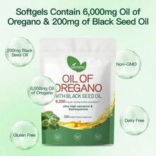 OIL OF OREGANO--WITH BLACK SEED OIL|6,200mg Per Serving Herbal Equivalent**|Ultra High Carvacrol &Thymoquinone|300 Softgels Dietary Supplement - 1PC - 查看 4