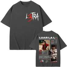 Rap Singer Luar La L Poster Pattern T-Shirt Music Album L3TRA Printed T-Shirt 2025 Summer Men's Women's Cotton Hip-Hop T-Shirt - White - View 5