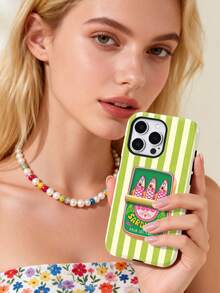 1pc Retro Funny Striped Patchwork Sardine Can Graphic Glossy Dual-Layer Thick Hard Phone Case, Compatible With Samsung/ 11/12/13/14/15/16/17 Pro Max A13 A14 A15 A16 A17 S25 S24 S23 S22 A55 A56 A34 - Multicolor - View 4
