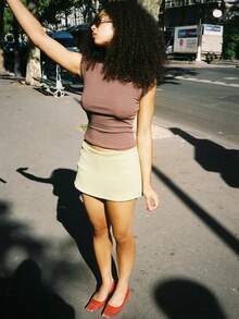 Women's Mini Skirt With Built-In Shorts, Made Of Cute Cotton And Linen Fabric, Y2K Style, Fashionable For Nightclubs And Street Wear. - 白色 - 查看 5