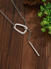 1 chiếc vòng cổ choker hình vuông rỗng bằng kim loại bạc độc đáo thời trang có thể điều chỉnh, vòng cổ dài bằng kim loại chống trượt hình vuông mở phóng đại kiểu Punk, thích hợp cho trang phục hàng ngày, đi nghỉ, dự tiệc của phụ nữ - Bạc - Xem 8