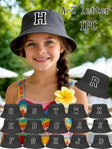 1PC Bucket Hat Children Sun Hats Girls Pink Outdoor Fishermen Caps Running Hiking Cap Basin Breath Casual Leisure Beach Cap 3-14Y - Black - View 1