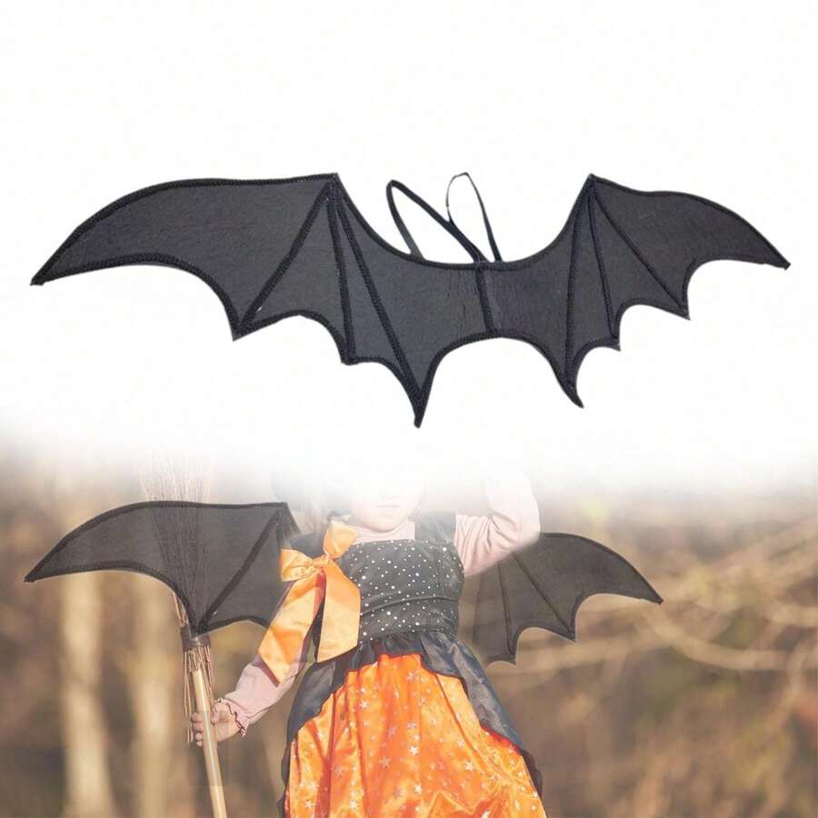 Black Bat Wings Harness Costume – Gothic Vampire Demon Dragon Wings, Comfortable Elastic Straps, Unisex Cosplay Theater Masquerade Halloween Accessory, One Size Fits Most - 黑色 - 查看 1