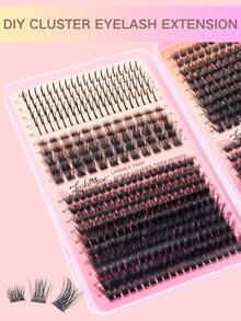 1360pcs/680pcs T50+80D+100D+120D Eyelash Extension Kit, Spiked Faux Mink Individual Lashes, Lash Glue, Tweezers & Brush Included, Russian Eyelash Extension Set, 3D Fluffy Lashes, D/DD Curl Lash Clusters, 0.31-0.63inch DIY Lash Extension, 4 Styles Lash Clusters, Pointed Individual Lashes, Various Natural Makeup Effects, Reusable Individual Segment False Lashes, Lightweight & Soft, DIY Lash Extension Lash Clusters, Lash Clusters, Individual Lashes, Eyelashes, False Eyelashes, Perfect For Halloween, Christmas, New Year's, Weddings, Parties, Festivals, And Special Occasions - 黑色 - 查看 4