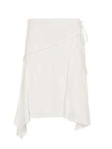 Vacation Style Chic Asymmetric Hem Skirt, Fashionable White Minimalist Side Tie Skirt Spring - White - View 6