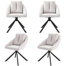 Modern Swivel Chair In Beige Velvet, Elegant And Comfortable, In Breathable Velvet And Ergonomically Designed, With An Elegant Grey Swivel Armchair (Set Of Four). - Apricot - View 7
