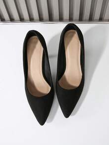 Zapatos de tacón alto negros para mujer, tacones de punta fina de ante, tacón delgado, para trabajo/vestimenta formal, talla 41, nueva llegada 2026 - Negro - Ver 4
