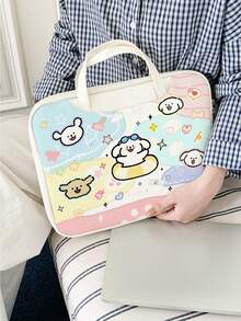 This 1-Piece Cartoon Rainbow Puppy Laptop Tote Bag Is Made Of PU Leather, Is Waterproof And Shockproof, And Fits 16-Inch/15-Inch/14-Inch Laptops. Lightweight And Practical, It's Designed For Travel And Makes A Perfect Ramadan Gift. - Multicolor - View 2