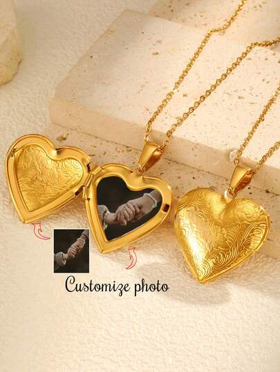 1pc Customized Colorful Photo Stainless Steel Locket, Best Gift Jewelry For Women, Moms, Grandmas, Mother's Day, Valentine's Day, Birthday, Anniversary, Graduation, Christmas, Family, Friends And Classmates