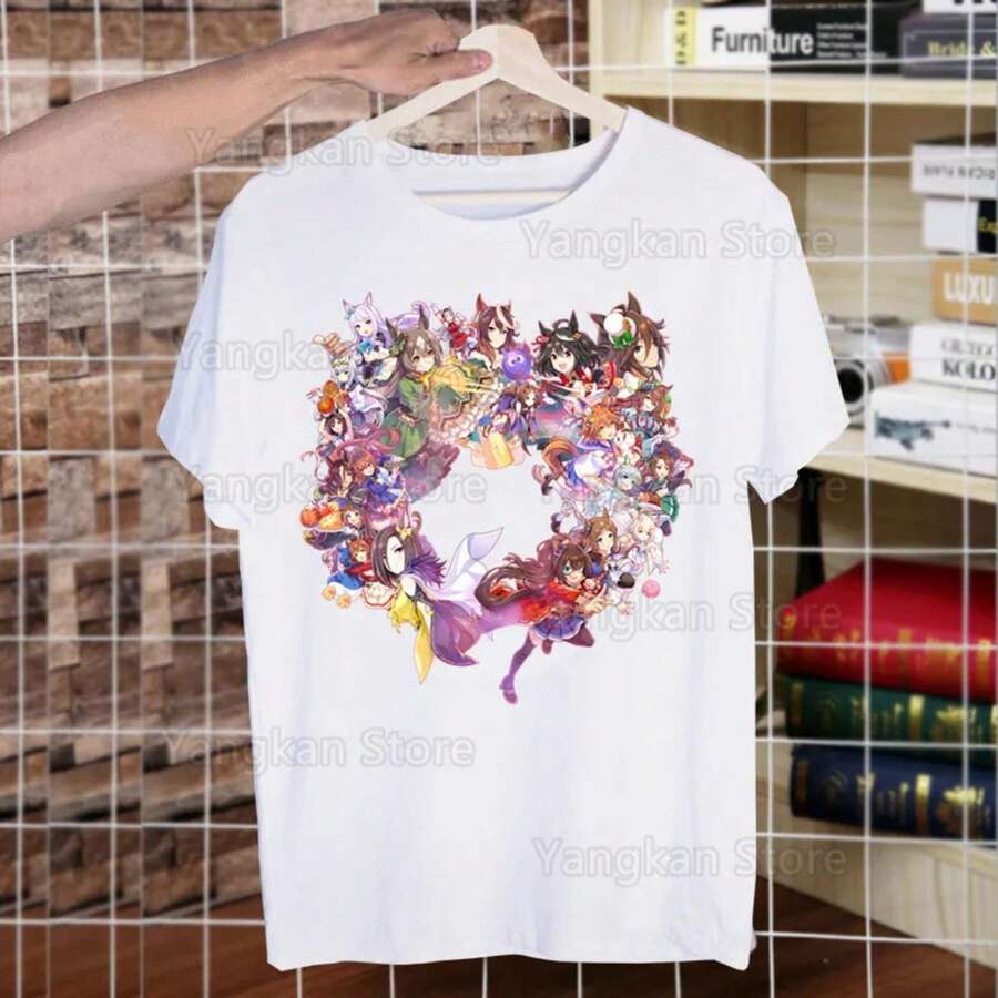 Uma Musume Pretty Derby Umamusume T-Shirts Summer Men/Women Hip Hop Funny T Shirts Short Sleeve Tops - K - 查看 1