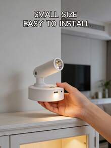 LED充电壁灯，磁吸式聚光灯，遥控调光，黑白两色可选，床头阅读灯，无线免打孔，360°旋转触控，内置2000mAh锂电池，非防水ABS塑料材质。 - 旋轉射燈 - 查看 8