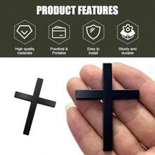 2 PCS Metal Jesus Cross Badge Stickers 2.5"*1.8" 3D Emblem Badge Decal Self Adhesive Car Body Fender Tail Scratch Covering Decorative Decal Universal Exterior Accessories For Cars Black - màu đen - Xem 3