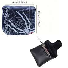 Spider Embroidered Square Mallet Type Magnetic Golf Club Head Cover, Ideal Golf Accessory For Golfers - Multicolor - View 5